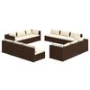 vidaXL 12 pcs conjunto lounge jardim c/ almofad&otilde;es vime PE castanho