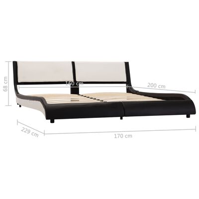 vidaXL Estrutura cama c\ LED 160x200 cm couro artificial preto/branco