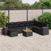 vidaXL 9 pcs conjunto de sof&aacute;s p/ jardim c/ almofad&otilde;es vime PE preto