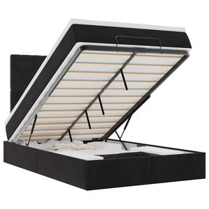 vidaXL Estrutura de cama otomana com colch&otilde;es preto 120x190 cm Veludo