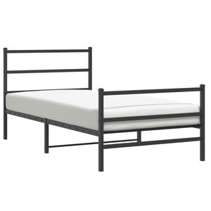 vidaXL Estrutura de cama com cabeceira e p&eacute;s 107x203 cm metal preto