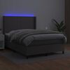 vidaXL Cama box spring c/ colch&atilde;o/LED 140x190cm couro artificial cinza