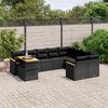 vidaXL 10 pcs conjunto sof&aacute;s de jardim c/ almofad&otilde;es vime PE preto