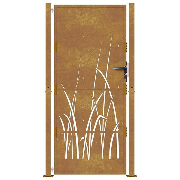 vidaXL Portão de jardim 100x200 cm em aço corten com design de grama