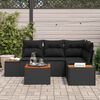 vidaXL Conjunto de Sof&aacute; de Jardim com almofada 4 pcs Preto Polirattan