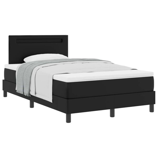 vidaXL Cama Box com colch&atilde;o Preto 120 x 200 cm Couro sint&eacute;tico