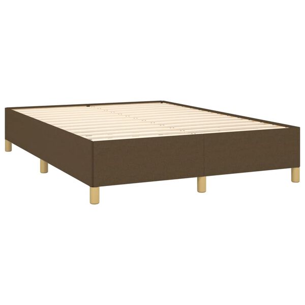 vidaXL Estrutura de cama sem colch&atilde;o 140x200 cm tecido castanho-escuro