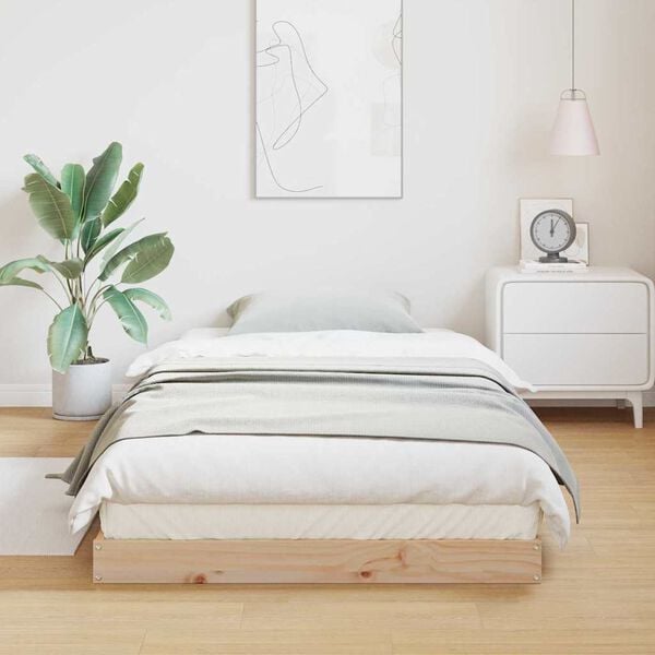 vidaXL Estrutura de cama de ch&atilde;o Natural 213.5 x 104 x 9 cm
