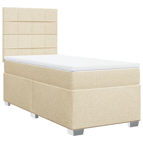 vidaXL Cama com molas/colch&atilde;o 90x200 cm tecido cor cr&egrave;me