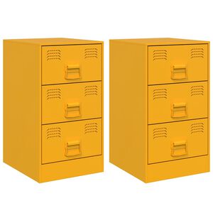 vidaXL Mesas de cabeceira 2 pcs 34,5x39x62 cm a&ccedil;o amarelo mostarda