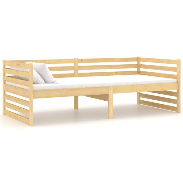 vidaXL Sofá-cama com colchão 90x200 cm pinho maciço