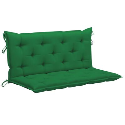 vidaXL Banco de baloiçar com almofadão verde 120 cm teca maciça