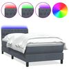 vidaXL Cama box spring c/ colch&atilde;o e LED 100x210 cm veludo cinzento-escuro