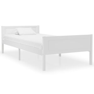 vidaXL Estrutura de cama 100x200 cm madeira pinho maci&ccedil;o branco