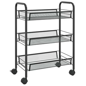 vidaXL Carrinho de cozinha com 3 prateleiras ferro 46x26x64 cm preto