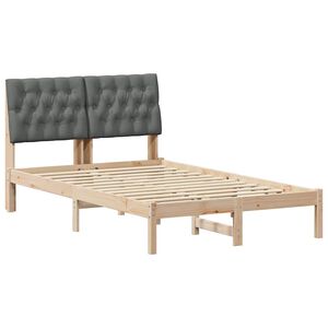 vidaXL Estrutura de Cama com Cabeceira Estofada Castanho 120 x 200 cm