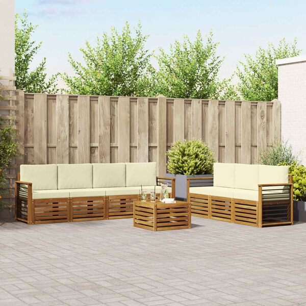 vidaXL Conjuntos de sof&aacute;s com almofada 8 pcs Natural e Creme