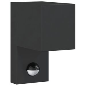 vidaXL Candeeiro parede p/ exterior c/ sensor alum&iacute;nio fundido preto