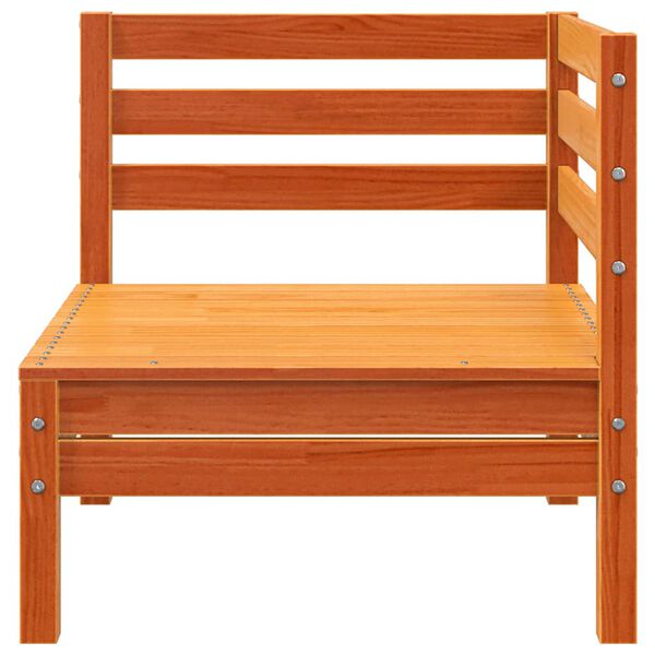 vidaXL Sof&aacute; de canto para jardim madeira de pinho maci&ccedil;a castanho-mel