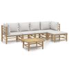 vidaXL 6 pcs conj. lounge de jardim bambu c/ almofad&otilde;es cinzento-claro