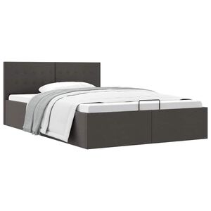 vidaXL Cama hidr&aacute;ulica c/ arruma&ccedil;&atilde;o 140x200cm tecido cinzento-escuro