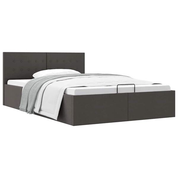 vidaXL Cama hidr&aacute;ulica c/ arruma&ccedil;&atilde;o 140x200cm tecido cinzento-escuro
