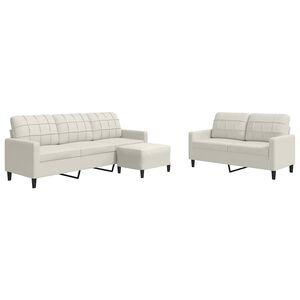 vidaXL 3 pcs conjunto de sof&aacute;s com almofad&otilde;es veludo cor creme