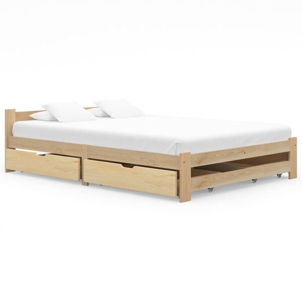 vidaXL Estrutura de cama com 4 gavetas 140x200 cm pinho maci&ccedil;o