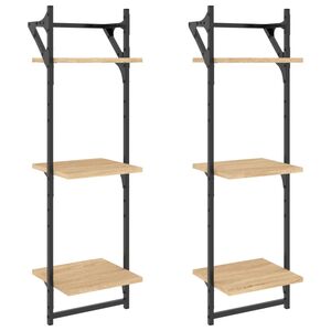 vidaXL Estante 3 prateleiras + barras 2pcs 30x25x100cm carvalho sonoma