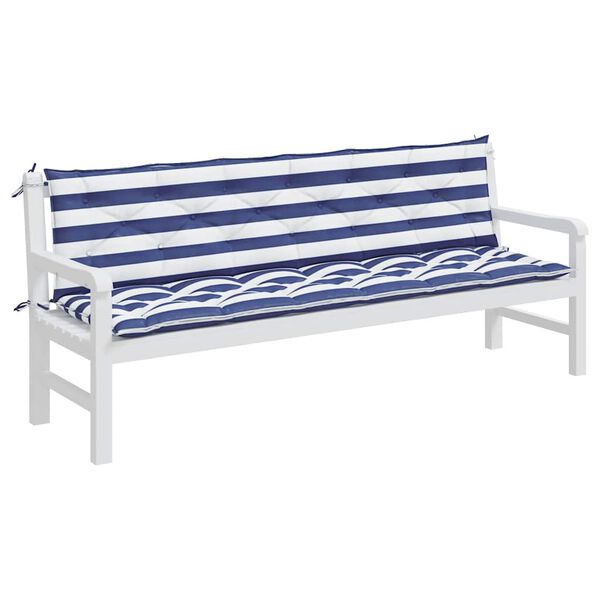 vidaXL Almofadões p/ banco jardim 2 pcs 200x50x7 cm tecido azul/branco