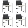 vidaXL Cadeiras de jardim com almofad&otilde;es 4 pcs vime PE preto