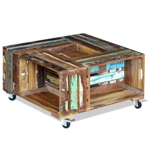 vidaXL Mesa de centro 70x70x35 cm madeira reciclada maci&ccedil;a