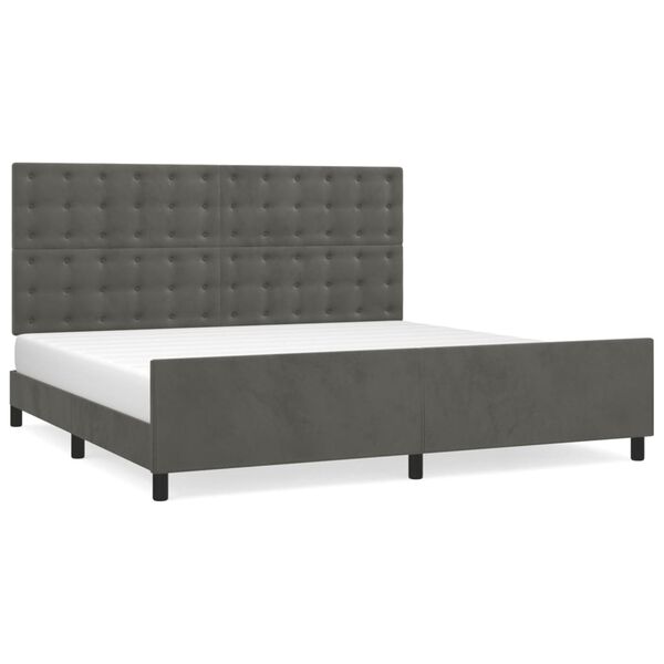 vidaXL Estrutura de cama sem colch&atilde;o 200x200 cm veludo cinzento-escuro