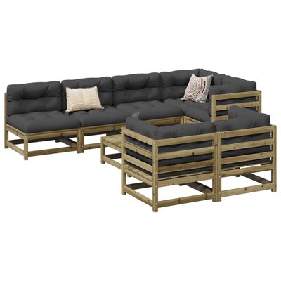 vidaXL 8 pcs conjunto sofás de jardim madeira de pinho impregnada