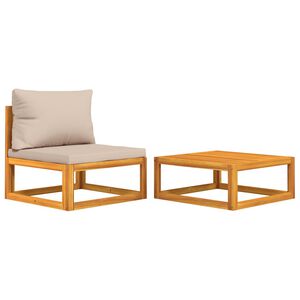 vidaXL 2 pcs conjunto de sof&aacute;s de jardim c/ almofad&otilde;es ac&aacute;cia maci&ccedil;a