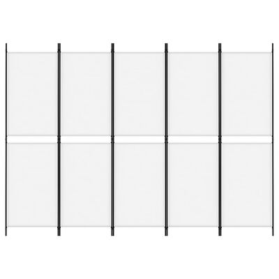 vidaXL Biombo/divisória com 5 painéis 250x180 cm tecido branco