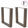 vidaXL P&eacute;s para mesa de centro em formato de V, 2 pe&ccedil;as, a&ccedil;o natural, 60x(42-43,3) cm, a&ccedil;o