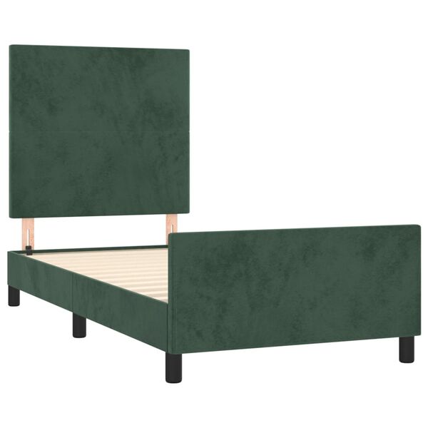 vidaXL Estrutura de cama sem colch&atilde;o 100x200 cm veludo verde-escuro