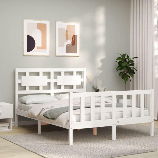 vidaXL Cama sem colchão 120x200 cm madeira de pinho maciça branco