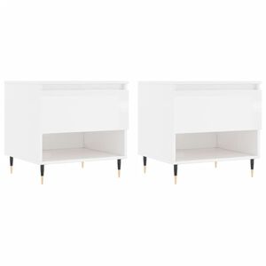 vidaXL Mesas de centro 2pcs 50x46x50cm deriv. madeira branco brilhante