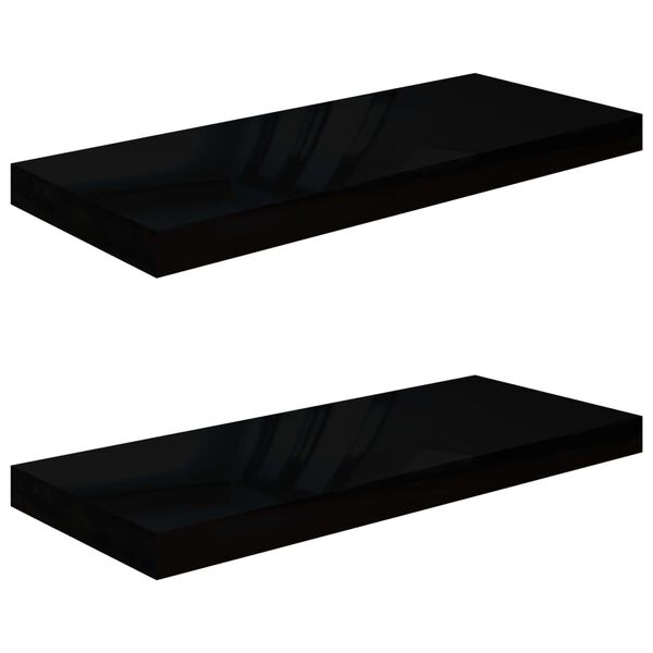 vidaXL Prateleiras de parede suspensas 2 pcs 60x23,5x3,8 cm MDF preto