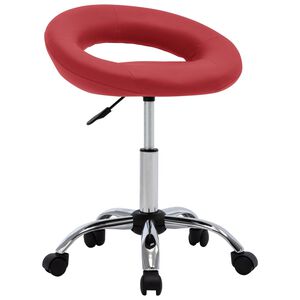vidaXL Cadeira de trabalho com rodas couro artificial vermelho tinto