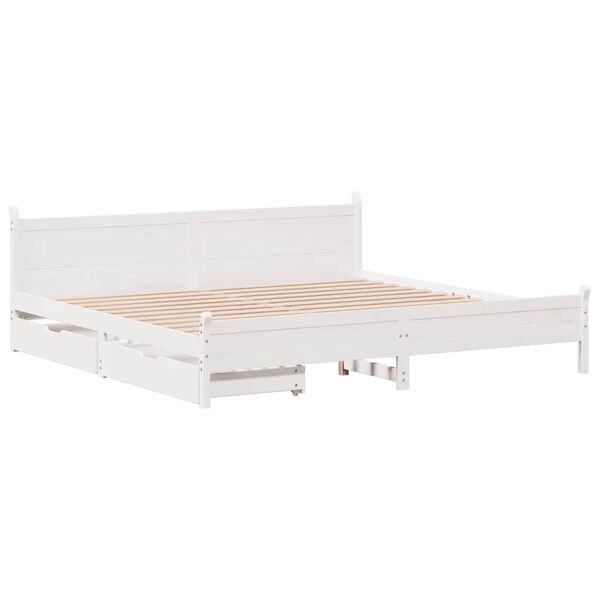 vidaXL Cama sem colch&atilde;o 180x200 cm madeira de pinho maci&ccedil;a branco