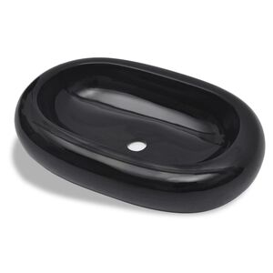 Lavat&oacute;rio de cer&acirc;mica oval preto