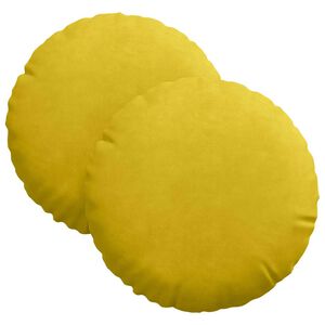 vidaXL Almofadas de Assento 2 unid. Veludo Amarelo &Oslash;30 x 13 cm
