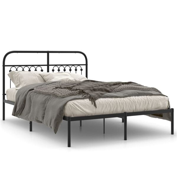 vidaXL Estrutura de cama com cabeceira 140x190 cm metal preto