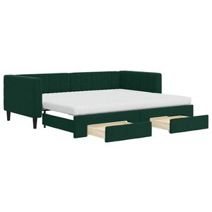 vidaXL Sof&aacute;-cama c/ gavet&atilde;o e gavetas 90x200 cm veludo verde-escuro