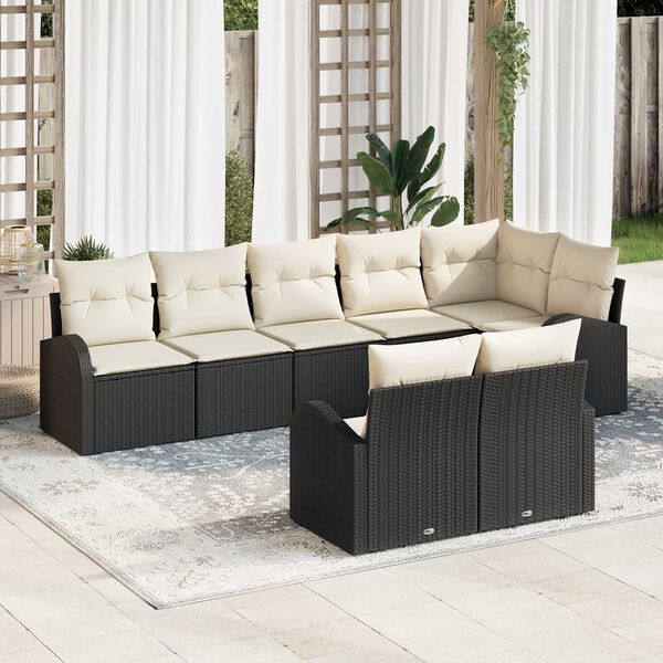 vidaXL Conjunto de Sof&aacute; de Jardim 8 pcs vime PE