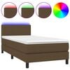vidaXL Cama box spring c/ colch&atilde;o/LED 90x190 cm tecido castanho-escuro