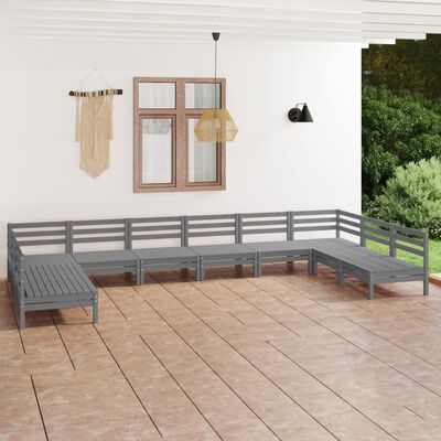 vidaXL 10 pcs conjunto lounge de jardim pinho maciço cinza